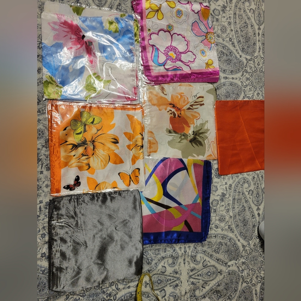 Lot of six square scarves